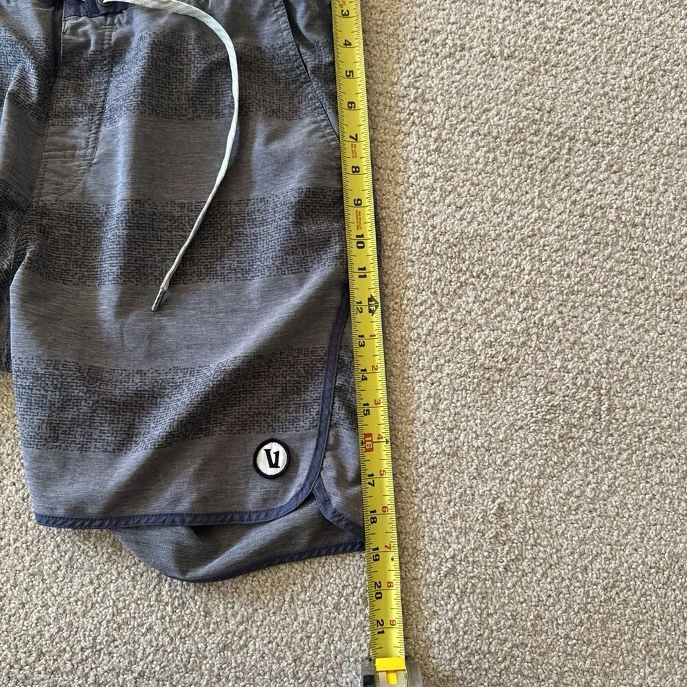 Vuori Men's Gray Polka Dot Board Shorts Size 32 Drawstring Waist Swim